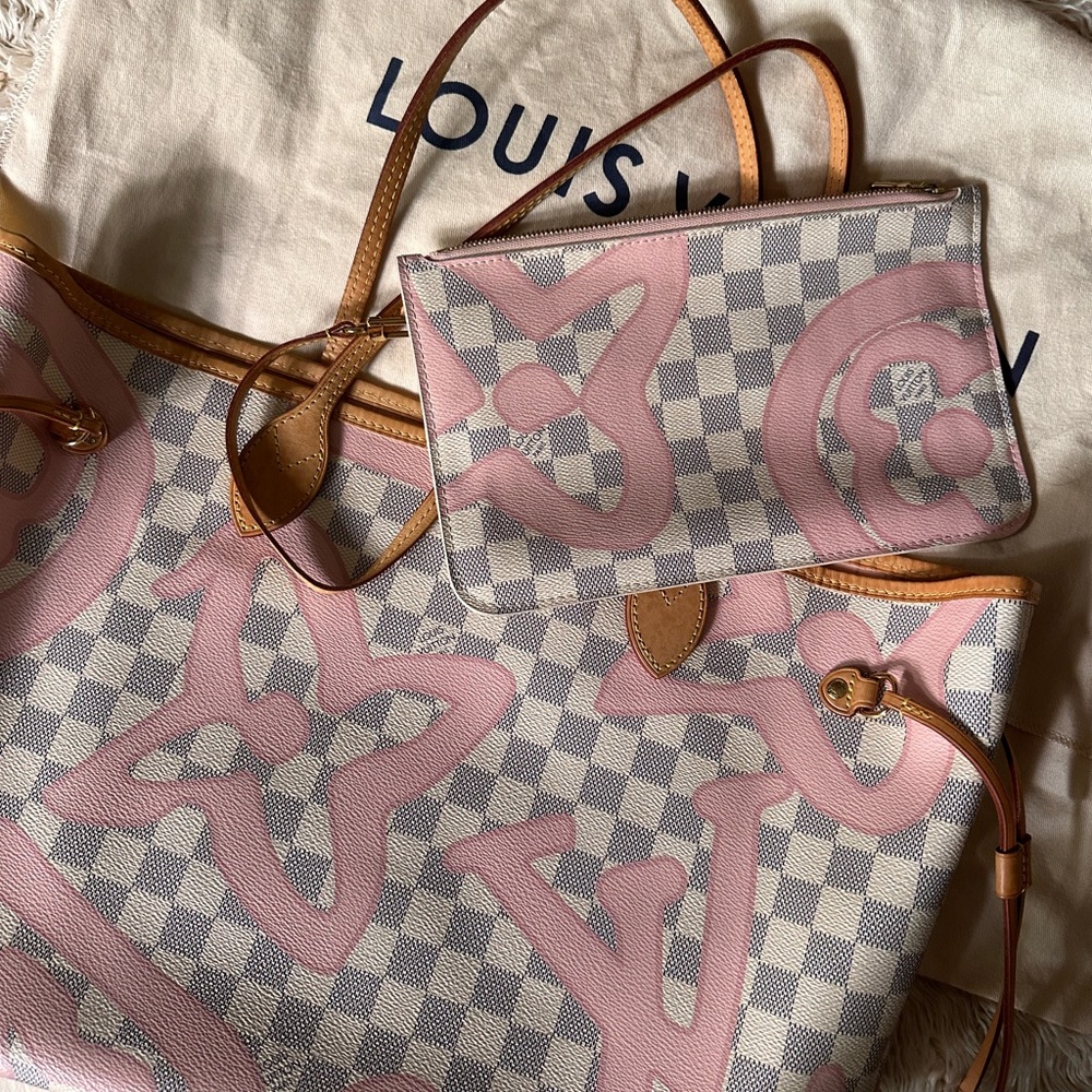 Louis Vuitton Pink and Tan Checkered Shoulder Bag Limited Edition